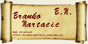Branko Martačić vizit kartica